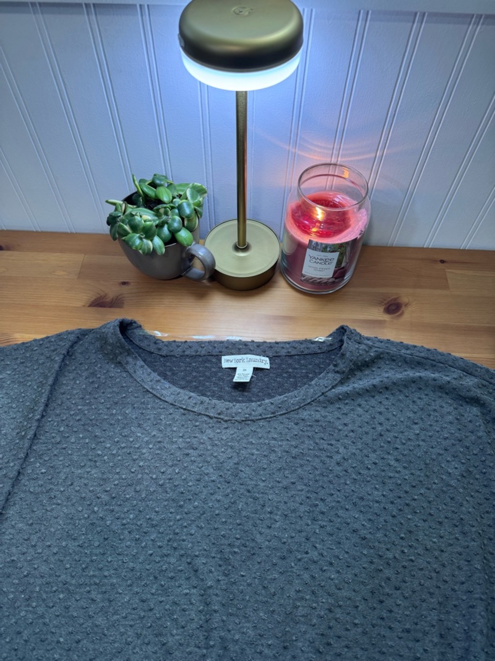 New York Laundry Textured Gray Knit Top Size 3X New With Tags